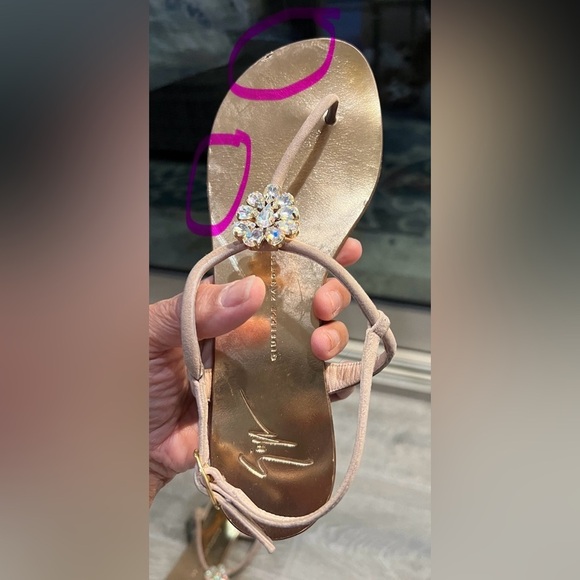 Giuseppe Zanotti jeweled thong sandals, rose gold color size 37 or size 6 - Picture 10 of 12